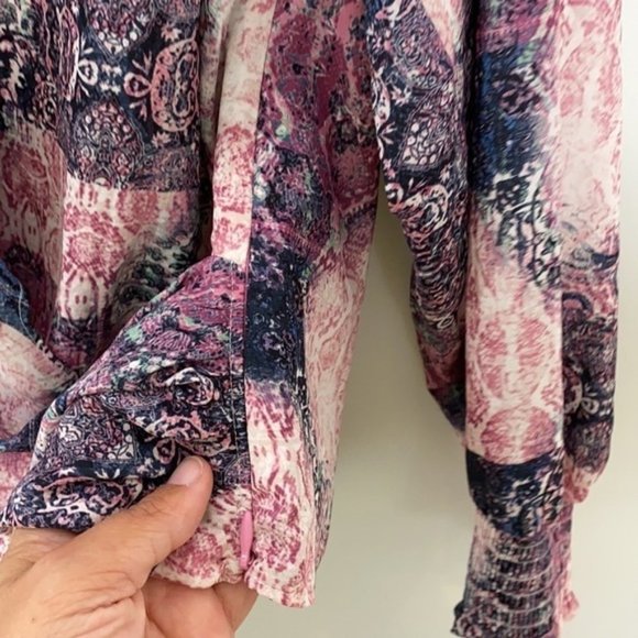 INC INTERNATIONAL CONCEPTS Purple Twist Front Draped Long Sleeve Blouse Medium - Picture 6 of 10